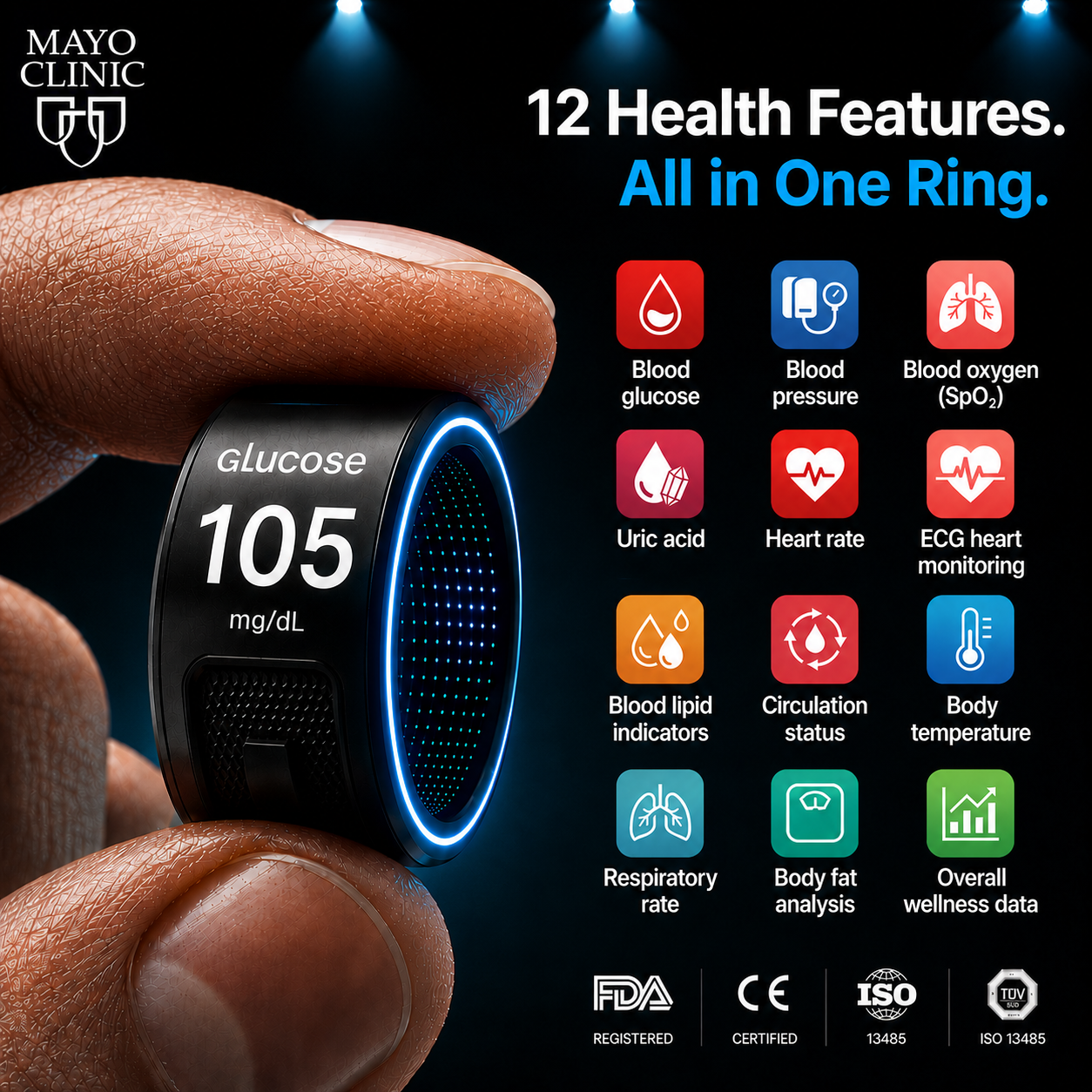 🎉 83% OFF Launch Offer🔥AuraNova™ G1 Non-Invasive Smart Ring（Mayo Clinic Recommended）